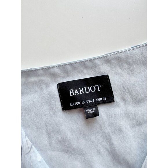 BARDOT Malina Light Blue Floral Chiffon Long Sleeve Ruffle Mini Dress, Size 6/S - Picture 11 of 13